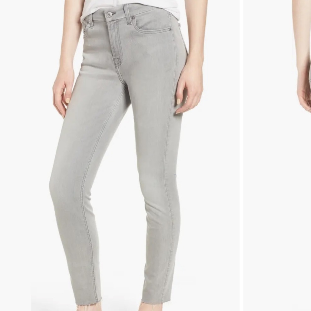 b(air) High Waist Raw Hem Ankle Skinny Jeans